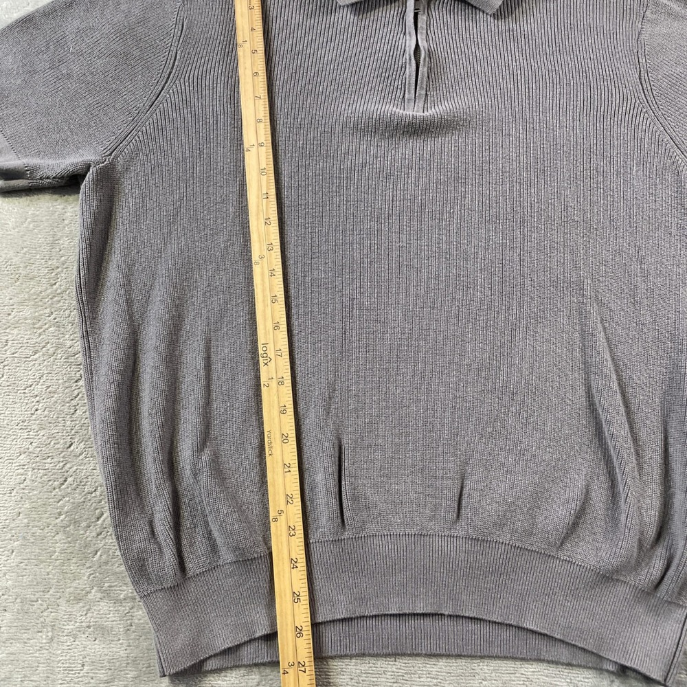 The Commons Sweater Polo Shirt Men XL Gray Ribbed Knit 1/4 Zip Preppy Minimalist - Picture 5 of 11